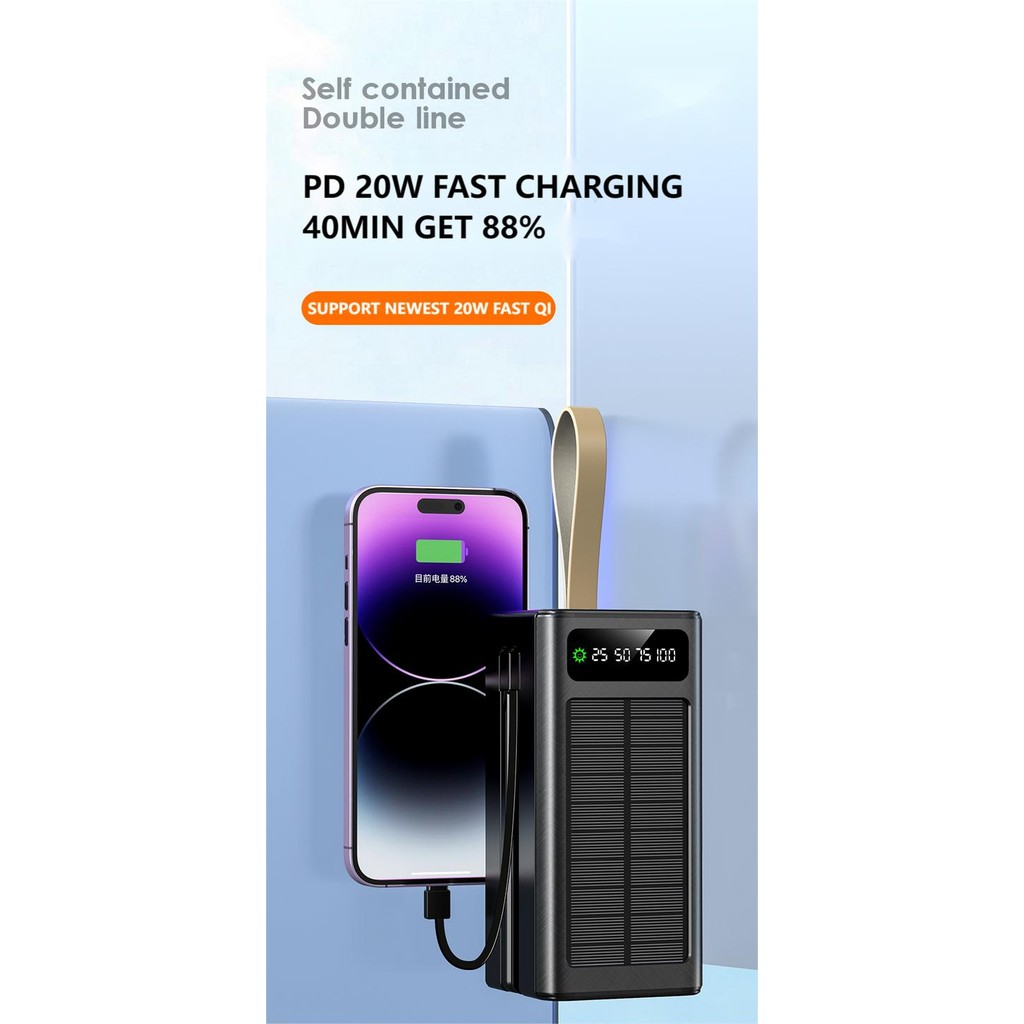 Asli.. Hester 100000Mah Solar Power Bank 100000Mah Power Bank Original Asli Powerbank Original 100%