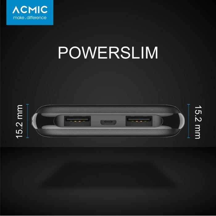 New.. Acmic Powerslim 10000Mah Slim Powerbank 2A Fast Charge