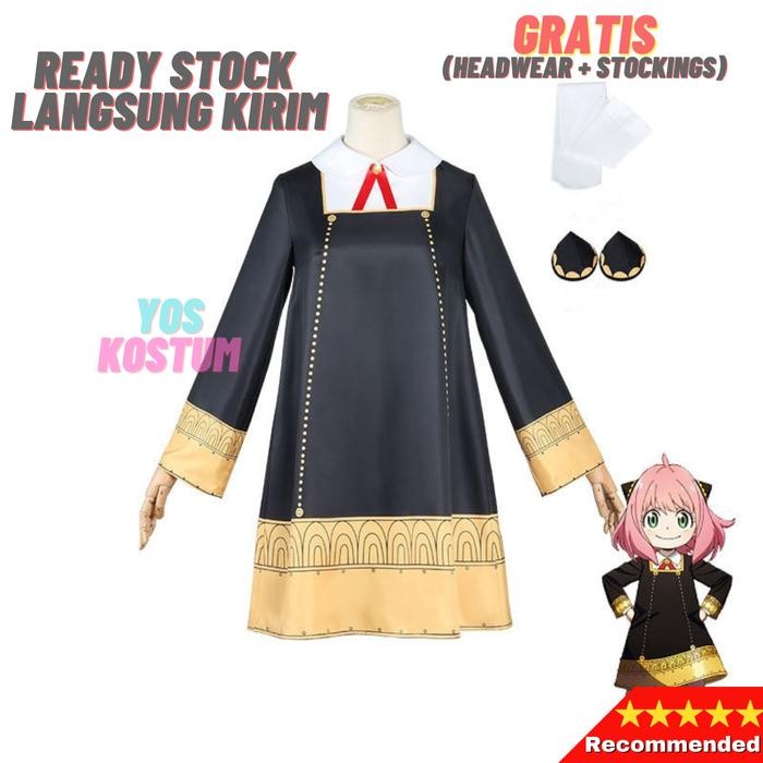 TheKids- Kostum Anya Forger Cosplay Spy X Family Baju Anime Set Costume Impor