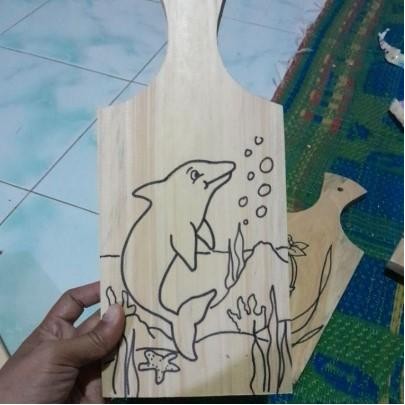 Talenan gambar sketsa tugas anak sekolah ukuran 14 x 30 cm / Talenan kayu gambar kreativitas anak /