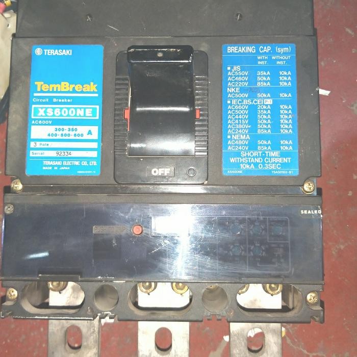 MCCB TERASAKI XE600NE 600A 3P TERMURAH