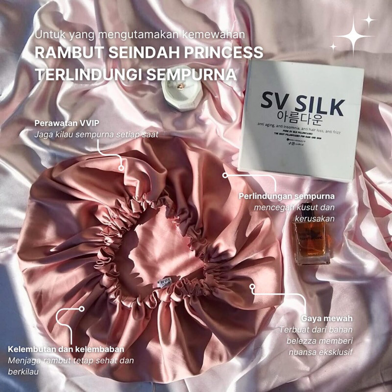 Hair Bonnet Silk Belezza 22 momme Mulberry SV Silk Hair Bonnet Satin Sleeping Bonnet Silk Bonnet