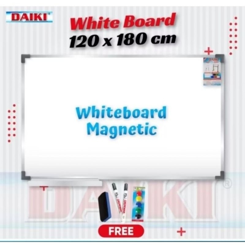

Daiki White Board Single Face Gantung Magnetik 120 x 120 cm / 120 x 150 cm / 120 x 180 cm.