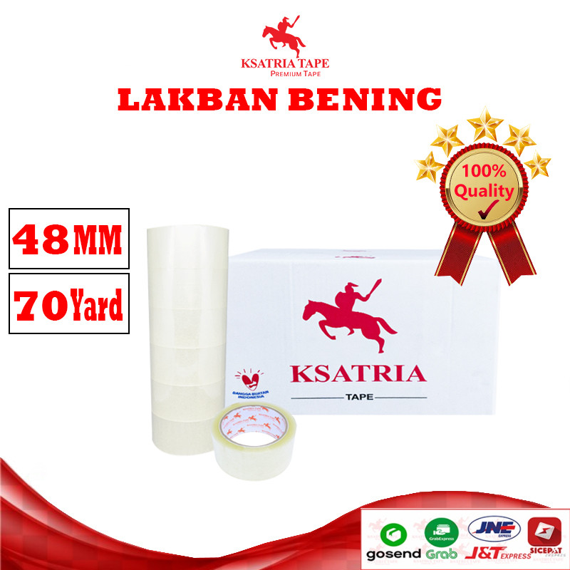 

Lakban OPP Tape / Lakban Bening KSATRIA Tape 70 Yard (1 Dus)
