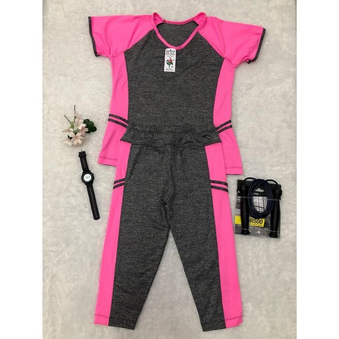 Set baju senam aerobik wanita atasan senam dan celana panjang senam