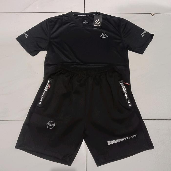 1 Set Pakaian Olahraga Gym Running / stelan Kaos Lari Pria / Pakaian Setelan Fitnes gym keren Celana