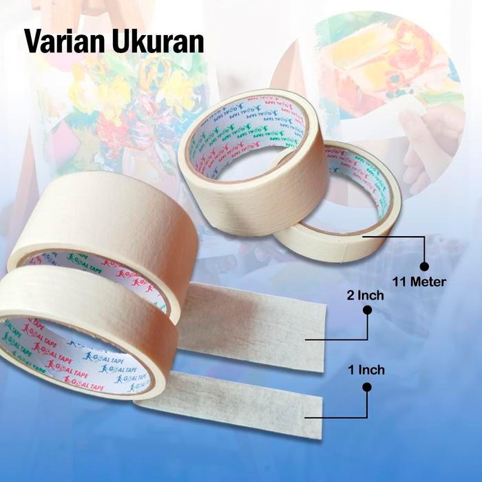 MASKING TAPE 11 M LAKBAN KERTAS SELOTIP KERTAS 1 INCH 2 INCH MASKING TAPE MULTIFUNGSI LAKBAN CAT