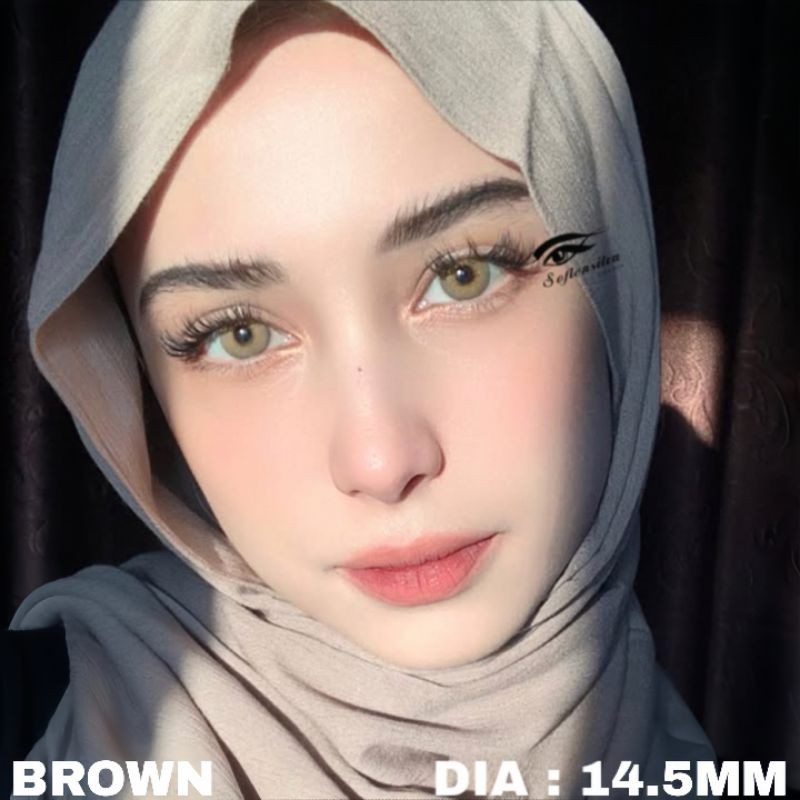 SOFTLENS ARABIAN LOOK LATINA MAKE UP 14.5MM BEST SELLER GREY / BROWN ( NORMAL & MINUS ) KEMASAN