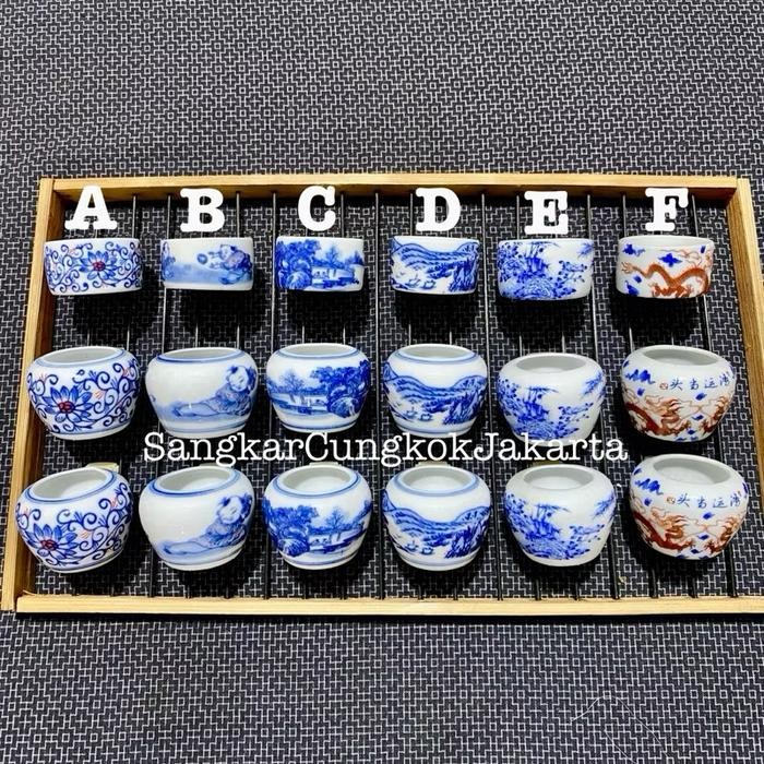 Cepuk Keramik Lukis Burung Sedang Tieumi Kenari Ciblek Ori Cungkok Set 3pcs terbaru