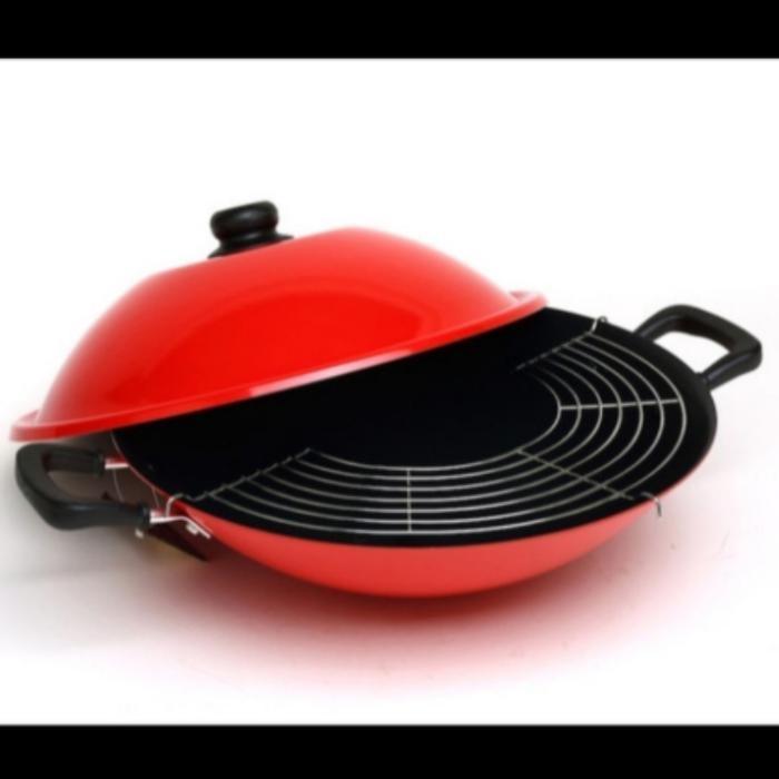 Kenanganpawon Maxim Wok Wajan Penggorengan Teflon 40 Cm Dengan Tutup Dan Saringan