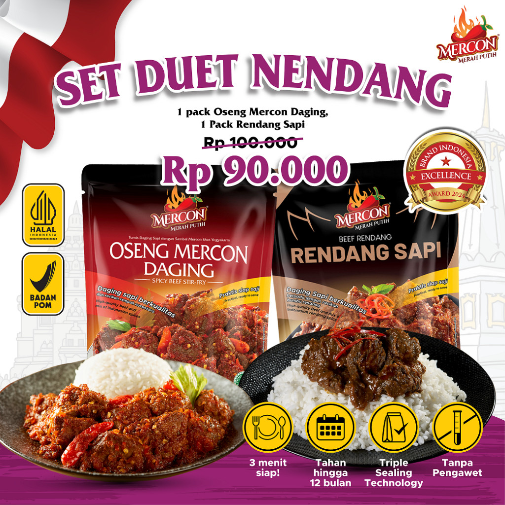 

Mercon Merah Putih - Set Duet Nendang II Oseng Mercon Daging + Rendang Sapi