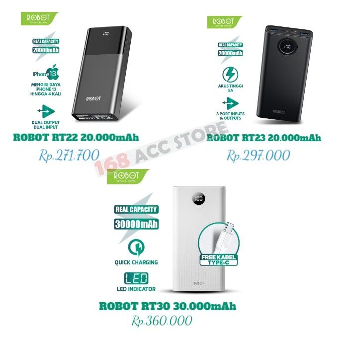 Power Bank 30000 Mah Robot Rt30 Power Bank 30000Mah Quick Charging