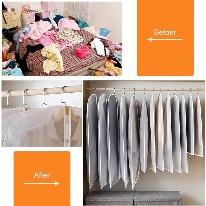 COVER BAJU GANTUNG BUNGKUS PAKAIAN JAS JUMBO PLASTIK SEMI TRANSPARAN