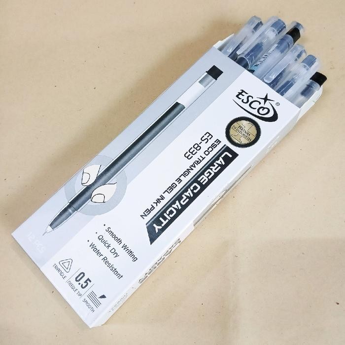 

ID ESCO PEN GEL SEGITIGA ISI 12 PCS 0.5MM ES-833 - PULPEN MURAH - STATIONERY