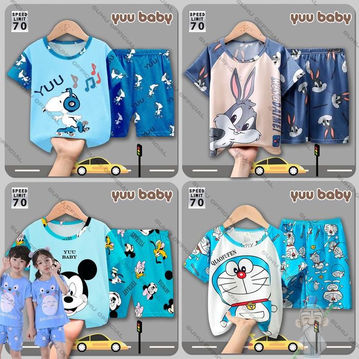 Modish- Yuu Baby Setelan Anak Kaos / Stelan Bayi Perempuan / Set Baju + Celana Pendek Anak