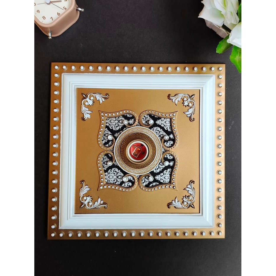 Hiasan Lampu Plafon Motif Kotak Ukuran 30x30 cm Ornament Lampu Plafon PVC Gypsum GRD Triplek
