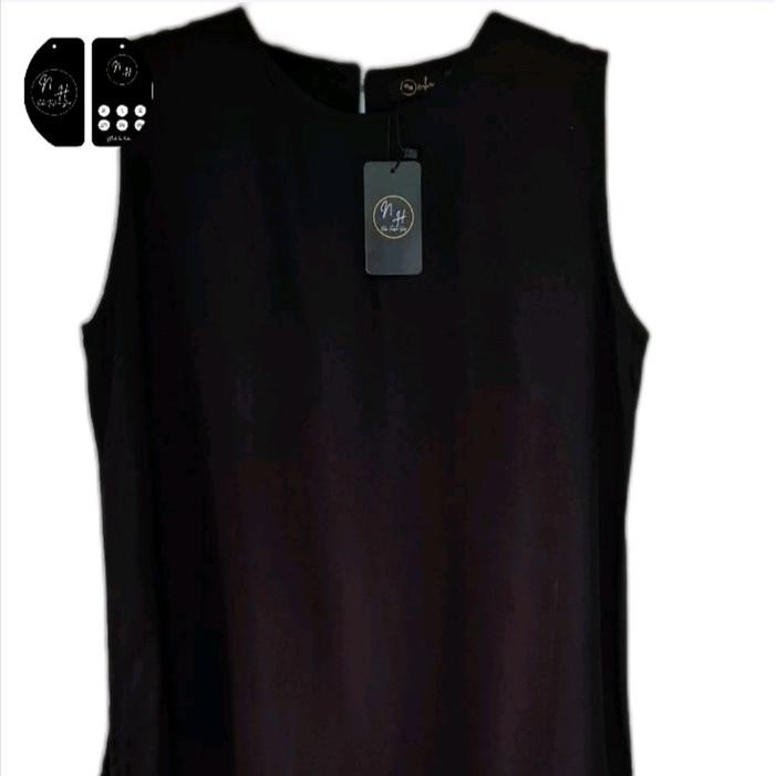 C5Z INNER BASIC POLOS RAYON TWILL ORIGINAL TOP TANK ROMPI CEWEK OUTER ATASAN WANITA DEWASA HITAM