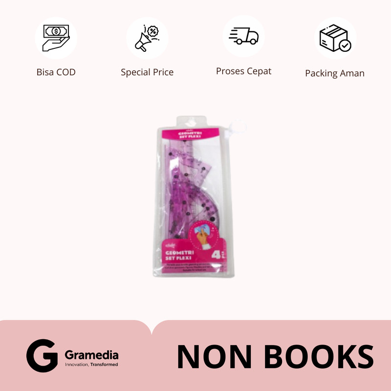 

Gramedia Supratman | Estudee Geometric Set Flexi Pink Es-Gr18510 | Produk Original Gramedia