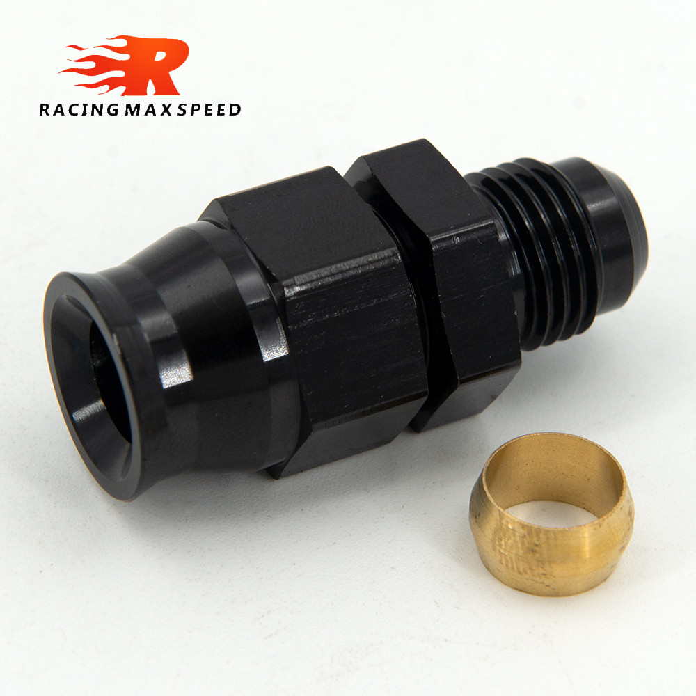 NEW UNIVERSAL BLACK ANODIZED ALUMINUM STRAIGHT AN6 MALE TO 5/16" AN6 MALE TO 3/8" TUBE HOSE FITTING