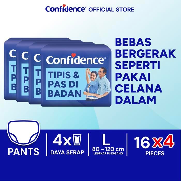 New Confidence Popok Celana Dewasa Tipis & Pas L16 - Bundling Hemat 4 Pack Best Quality