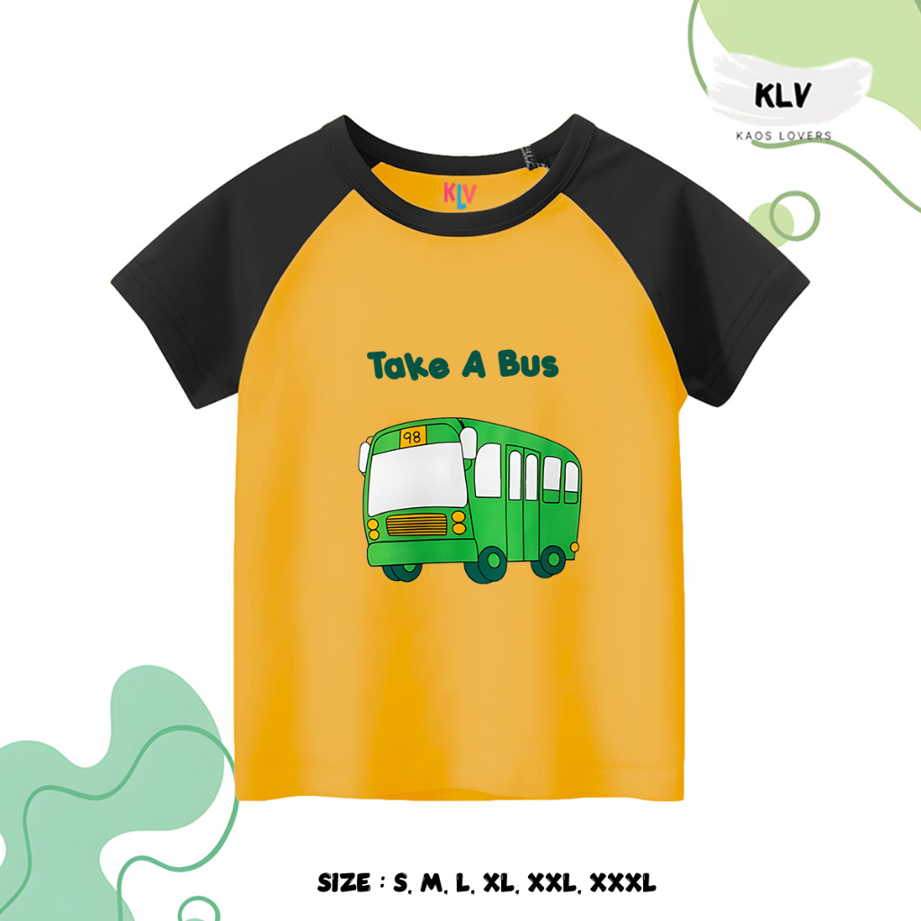Kaos Raglan Anak Motif Bus Original Distro 30S Sablon
