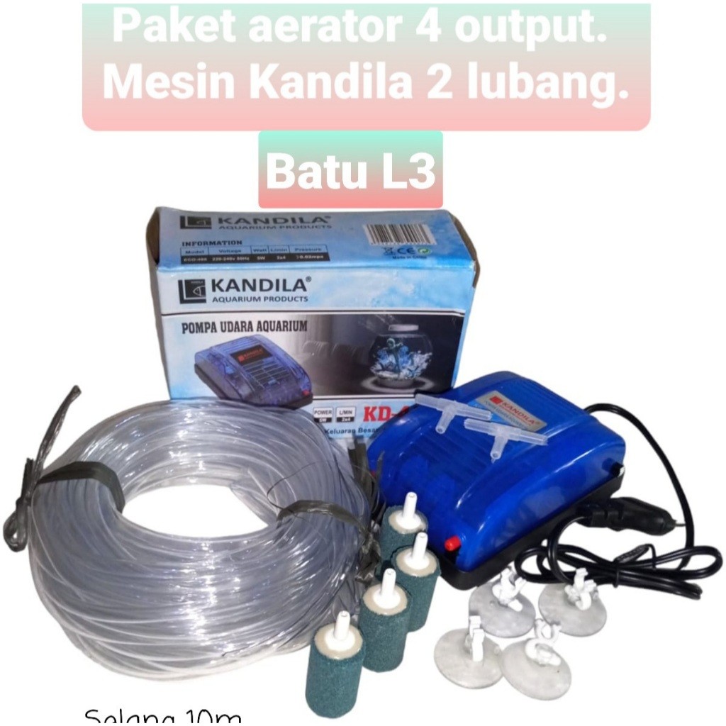 NAJMASELLER - Paket aerator 4 Output Murah selang 10m. Mesin aerator 2 Lubang.