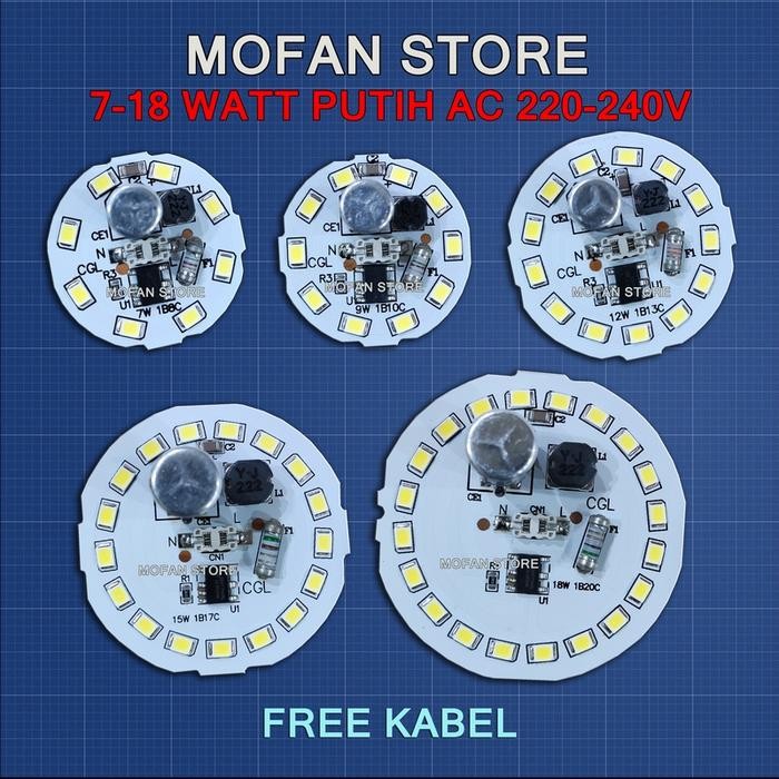 PCB LED AC 7 - 18 Watt PUTIH 220-240V CGL (Pilih Watt) CGL Modul Mesin Lampu Bohlam *
