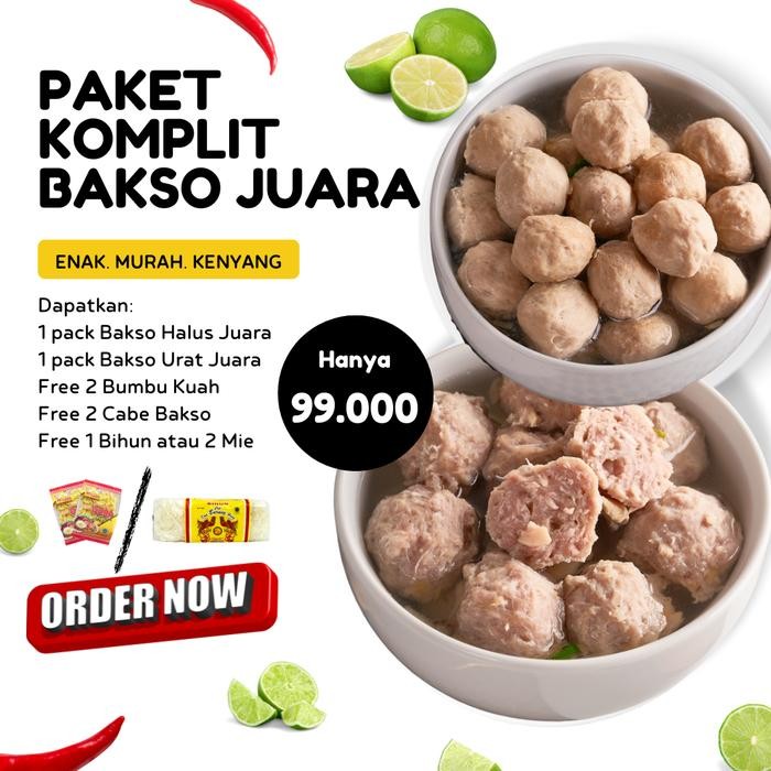 

BeliSkrg,KirimHariini- Paket Komplit Bakso Juara Bakso Halus Urat Sapi Warisan Ibu