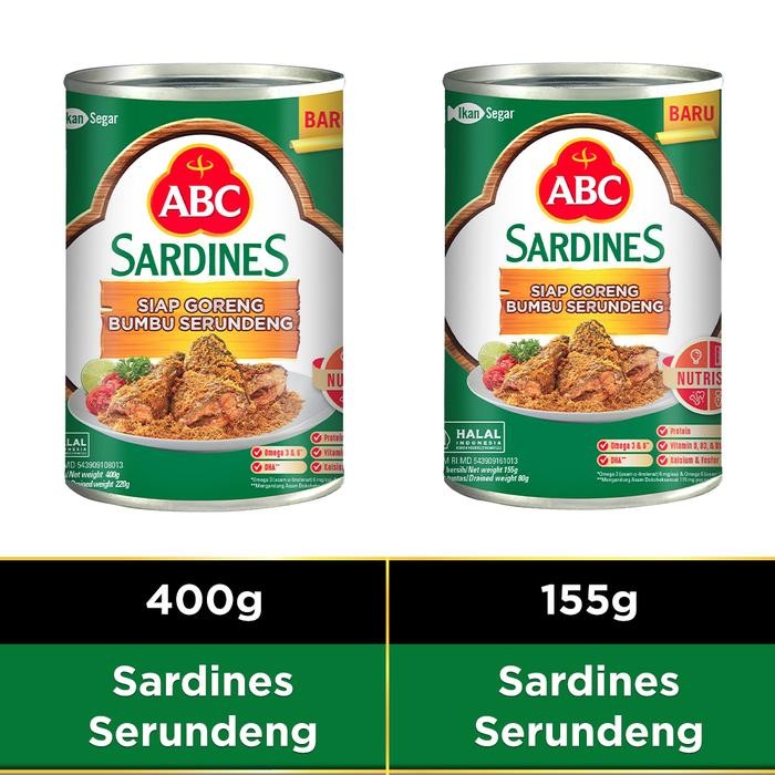 

PastikanDikirimLgsg- ABC Bundling Sarden Siap Goreng Bumbu Serundeng 400g & 155g