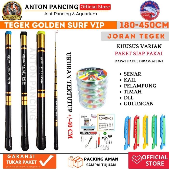 Tegek Surf Golden Vip 180 210 240 270 300 330 360 450 Cm Ruas Pendek Joran Pancing Kolan,Danau