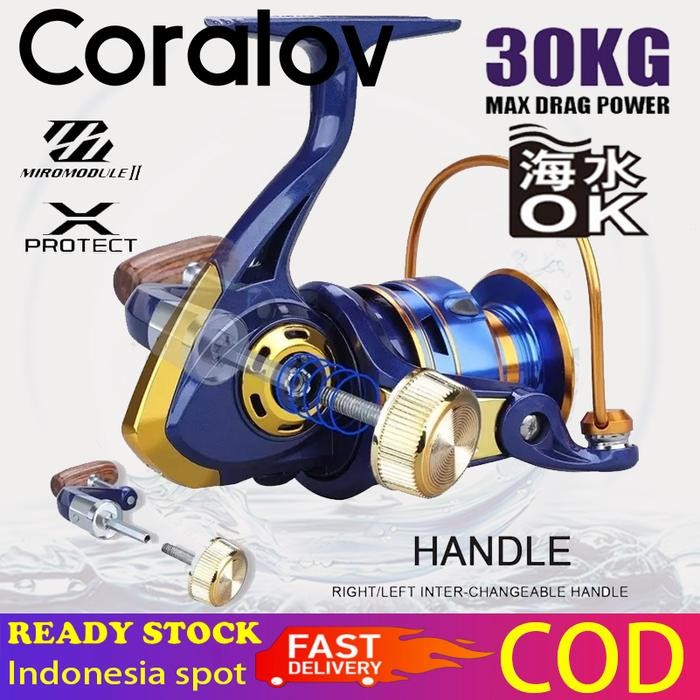 Coralov Reel Pancing Bf1000 - 7000 30 Kg/ Reel Pancing Murah Kuat Power/ Reel Pancing Laut Tarikan