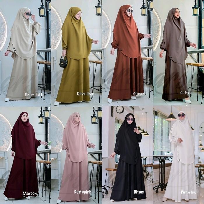 Nayya- Hafsha Syari Umroh Anti Uv Set Cadar French Khimar Gamis Pengajian Seragam Dress Umroh
