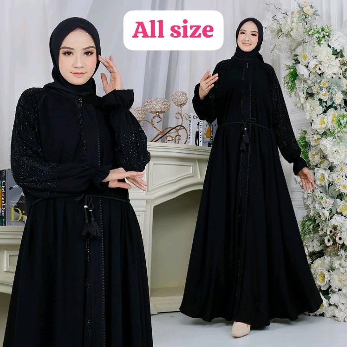 Zahra- Abaya Tasmira Standar Terbaru Dress Wanita Muslim Motif Mewah - Remaja, Bordir