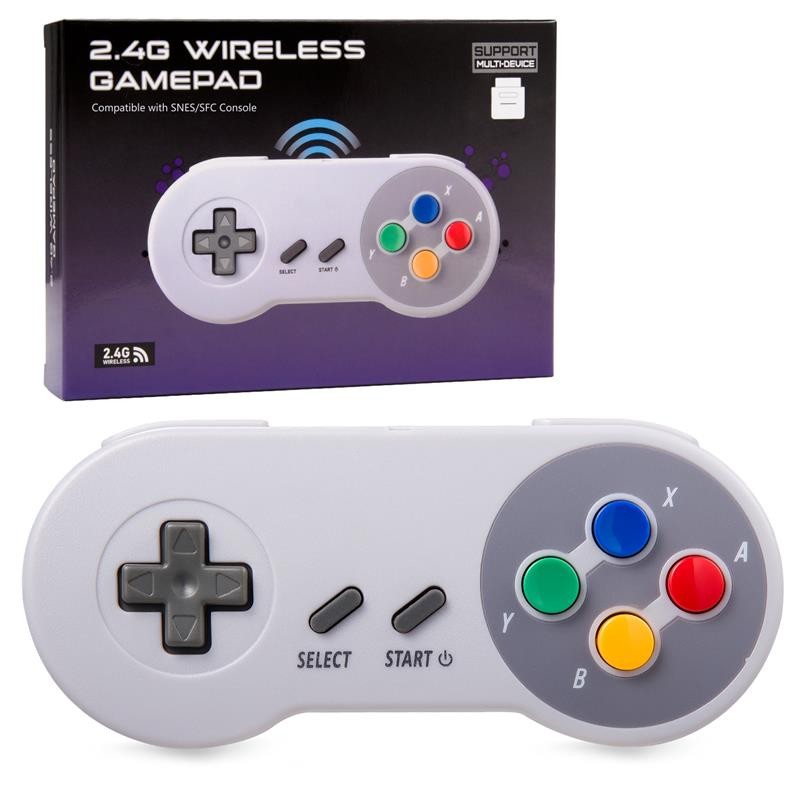 Top: 2 Pack SNES 2.4 G Wireless Retro Gamepad Joystick Classic Controller Compatible with SNES/SFC G