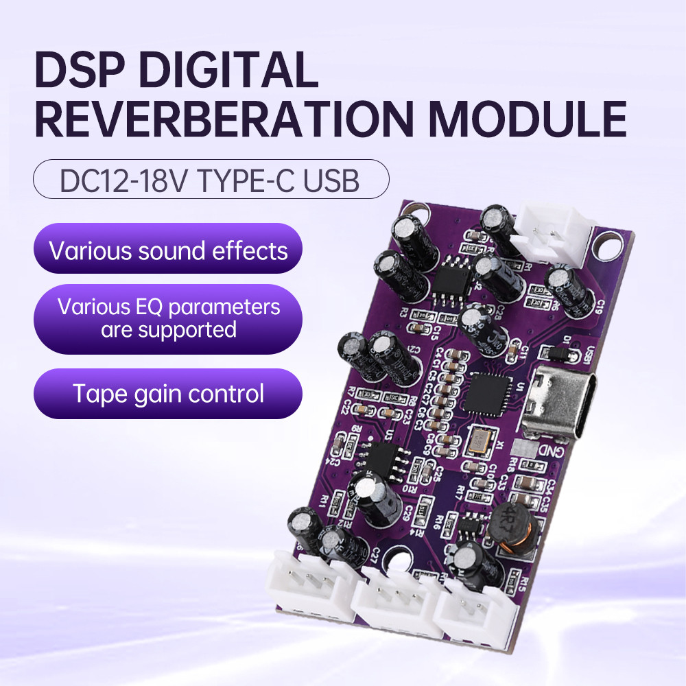 DC12-18V DSP Digital Reverberation Module Anti Whistling Tuning Sound Effects Mixing Console Audio R