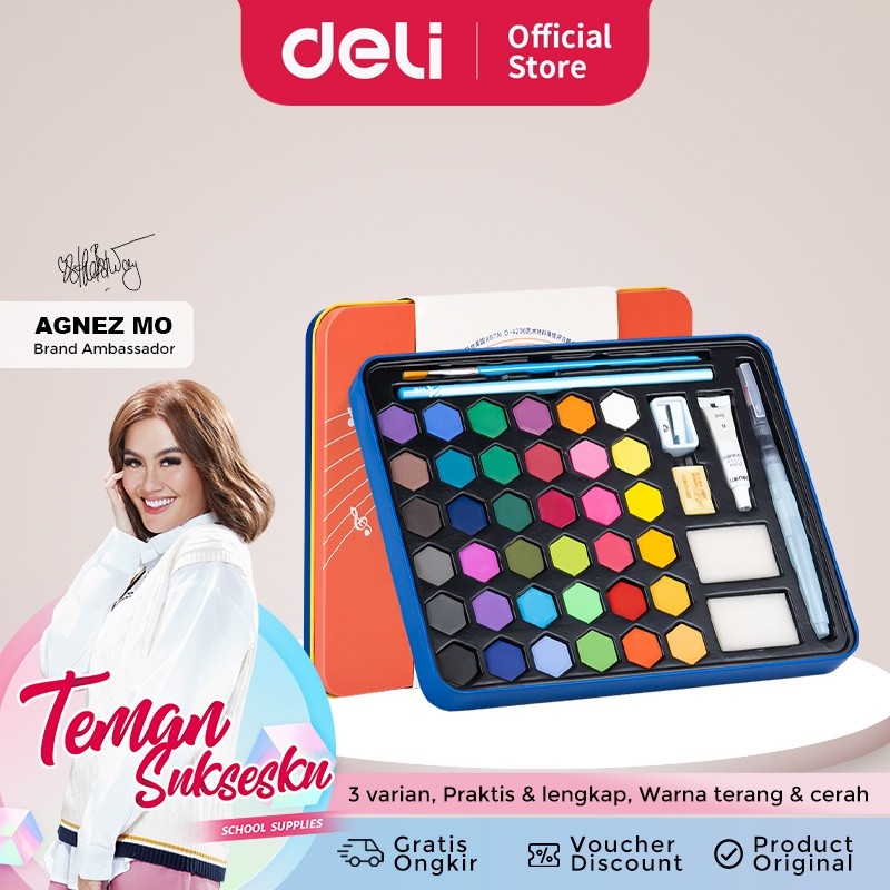 

Cat Air Padat / Solid Watercolor Paint Deli dengan Kuas Air Otomatis - 73936-X