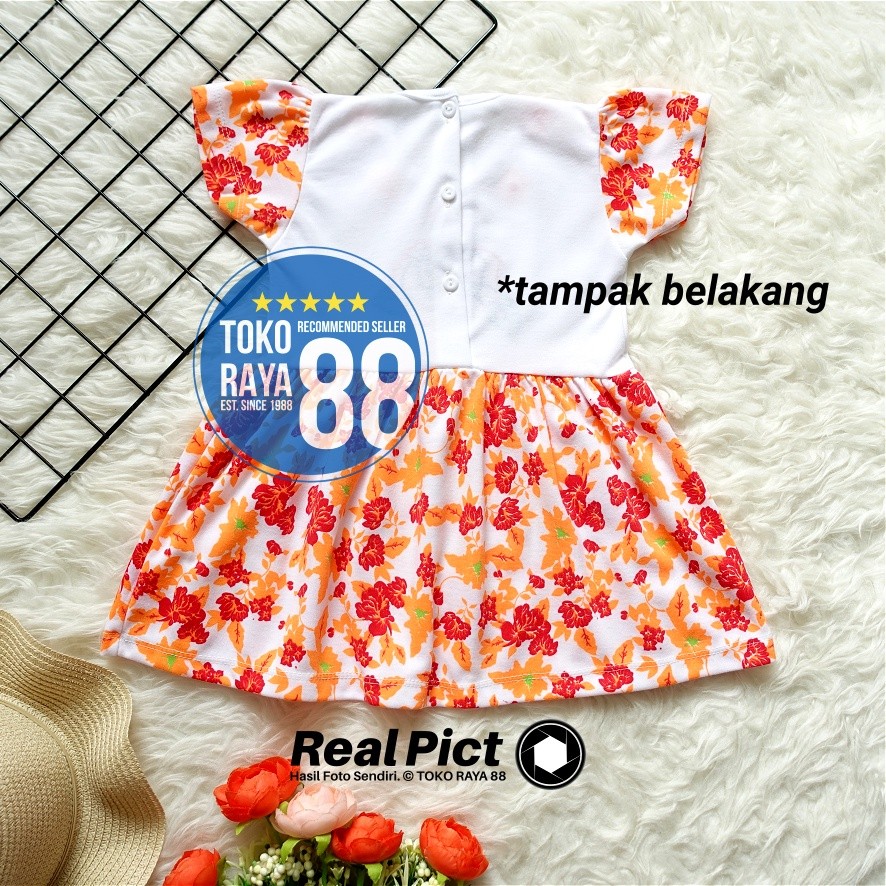 [Sdr-Rf28] Toko Raya 88, Setelan Dress Bayi 3 - 18 Bulan, Red Forest Mawar, Baju Rok Anak Perempuan,