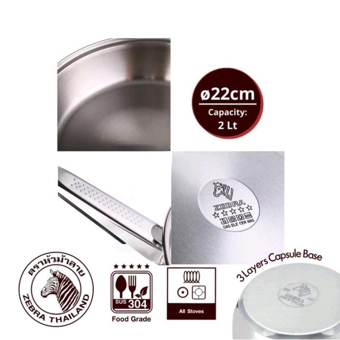 ZEBRA Frying Pan 22 Cm 175323 Vitalux Plus - Wajan Kuali Stainless