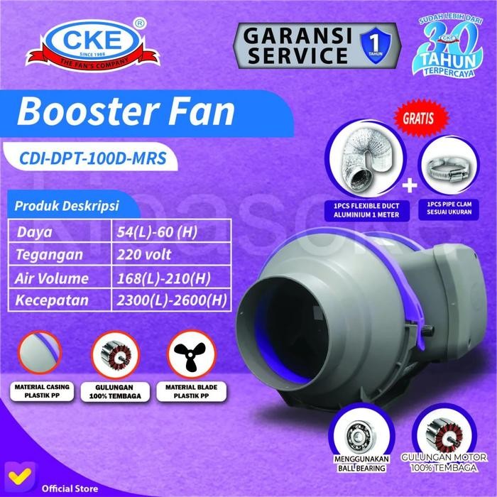 CKE Duct Inline 4 Inch CDI-DPT-100D-MRS Kipas Booster Hisap Anti Kimia