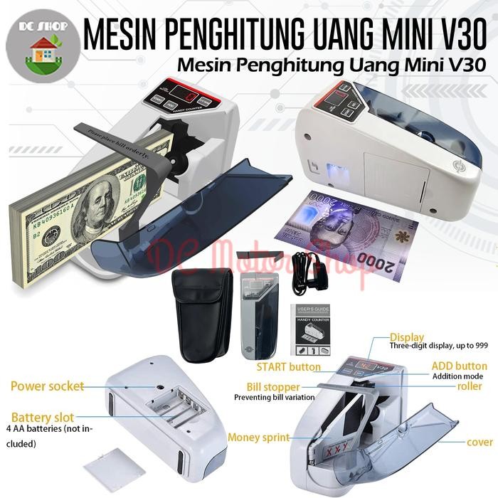 Mesin Penghitung Uang Mini V30 Portabel Money Handy Counter Hitung V30