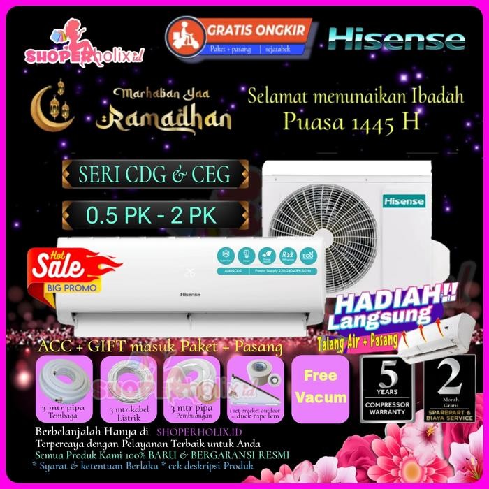 AC HISENSE 2 PK AN18CDG HEMAT ENERGI + INSTALASI PEMASANGAN