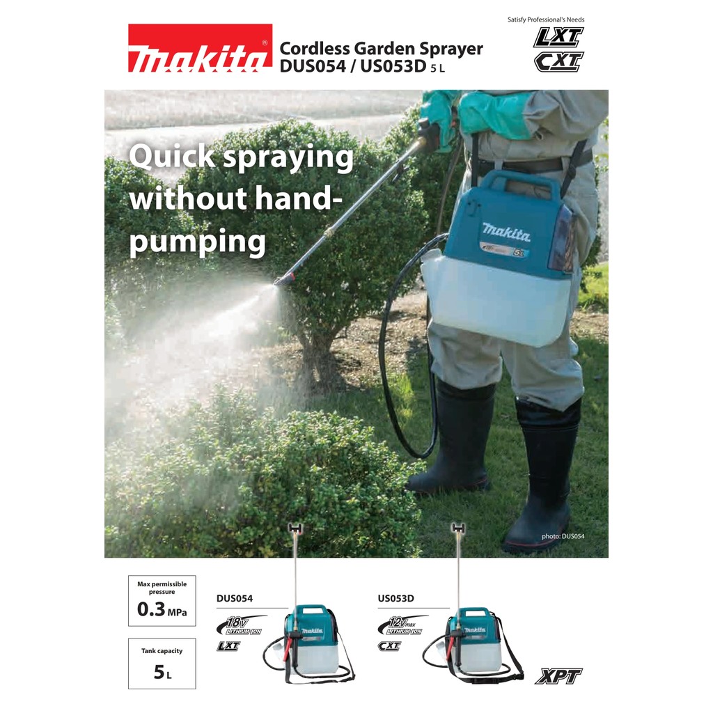 Makita DUS054Z 18V LXT Cordless 5L Sprayer Lithium Garden Power Tools Outdoor Water Pesticide Sprayi