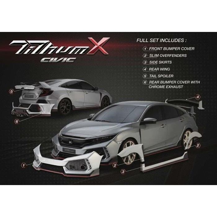 BODYKIT CIVIC HATCHBACK TURBO TYPE R 2017 - 2020 UP ASLI TITHUM IMPORT