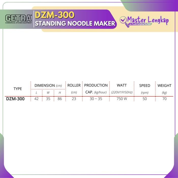 Getra Noodle Maker Machine With Free Standing Dzm-300 / Dzm300 / Dzm 300