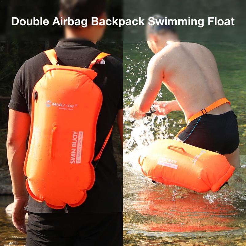 28L/35L Safety Swim Buoy Inflatable Open Swimming Buoy Tow Float Dry Bag Double Air Bag with Waist B