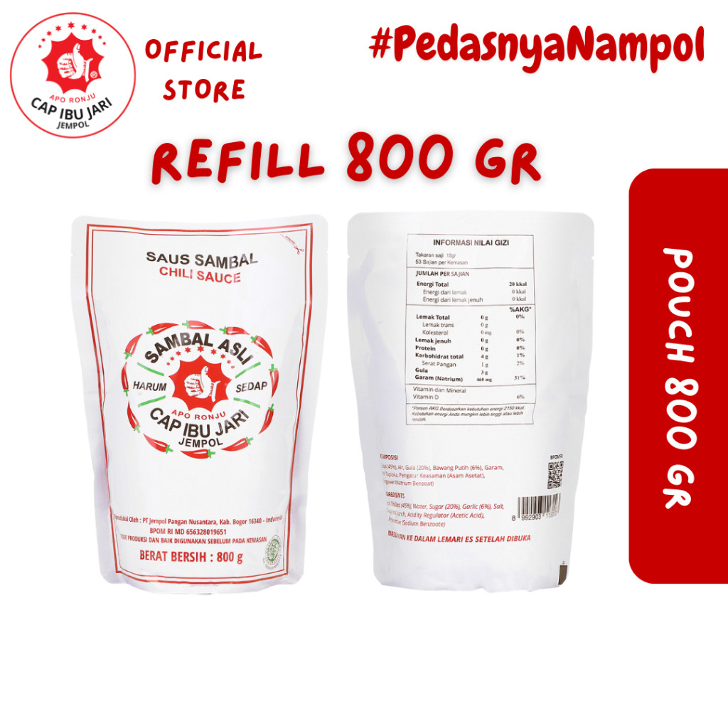

Sambal Asli Cap Ibu Jari Jempol Rill Pouch 800gr