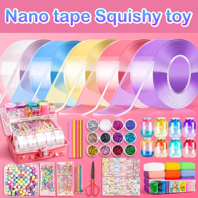 

Diy Craft Pinch Toy Making Blowable Bubble Tape Non-Marking Double-Sided Adhesive Reusable Color