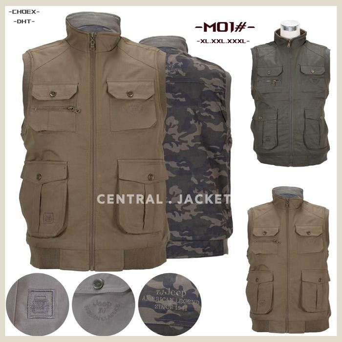 Rompi Jeep Bolak Balik Loreng - Jaket Rompi Outdoor - Rompi Pria
