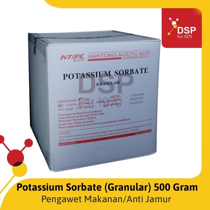 

Ready Pengawet Makanan Potasium Sorbate Nantong Ex. Rrt Food Grade 500 Gram