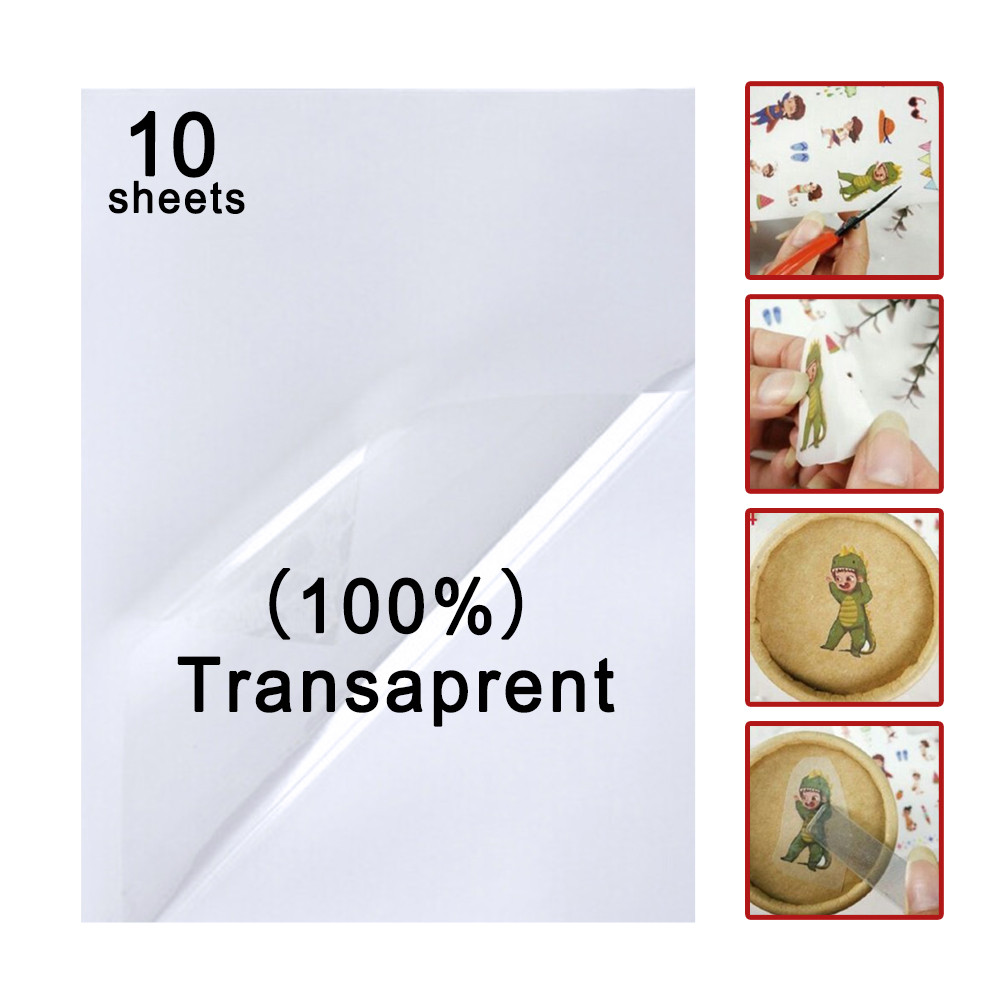 

10 Sheets Transparent Sticker Paper White Matter Glossy Printable Vinyl Sticker Clear Gold Adhesive